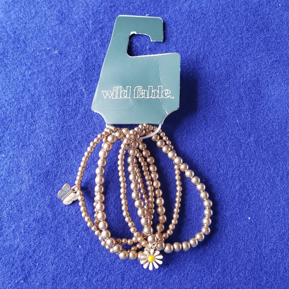 Wild Fable Gold Tone Beaded Stack Bracelet Set